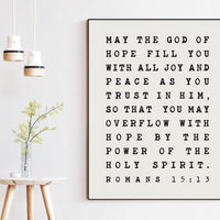 May The God of Hope Romans 15 13 Typography Art Print,  Nursery - Faith - Religious - Spiritual - Inspirational - Affirmation - Wall Art