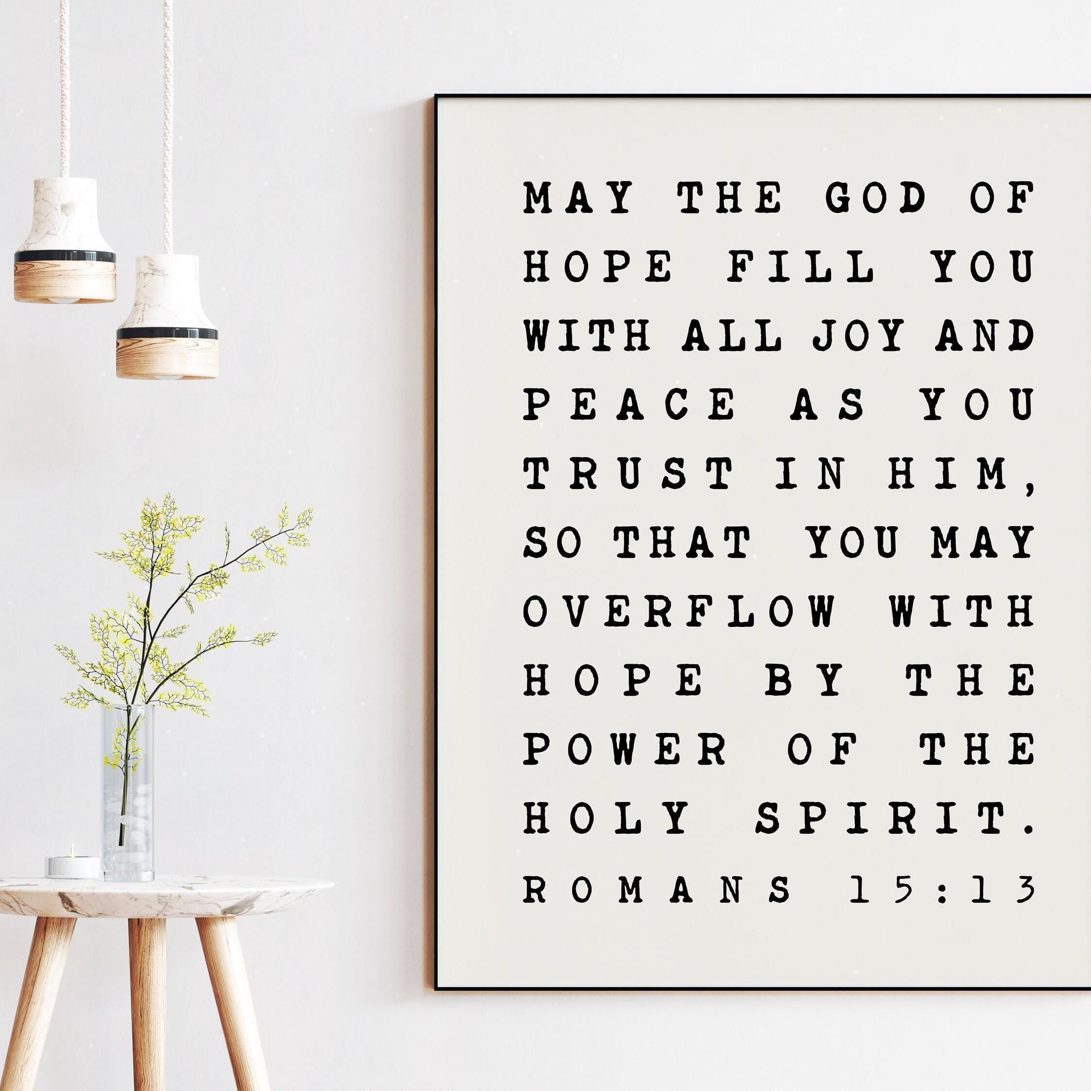 May The God of Hope Romans 15 13 Typography Art Print,  Nursery - Faith - Religious - Spiritual - Inspirational - Affirmation - Wall Art