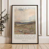 The Lord Is My Shepherd Psalm 23 Art Print,  Christian Typography Wall Art