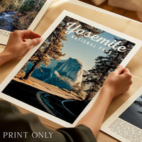 Yosemite National Park Print, Travel Poster, California Wall Art, Mountain Landscape Decor