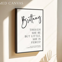 Though she be but little, she is fierce! Personalized Typography Art Print •  William Shakespeare, A Midsummer Night’s Dream