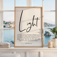 Matthew 5:14-16 Light Art Print, Christian Bible Verse Scripture