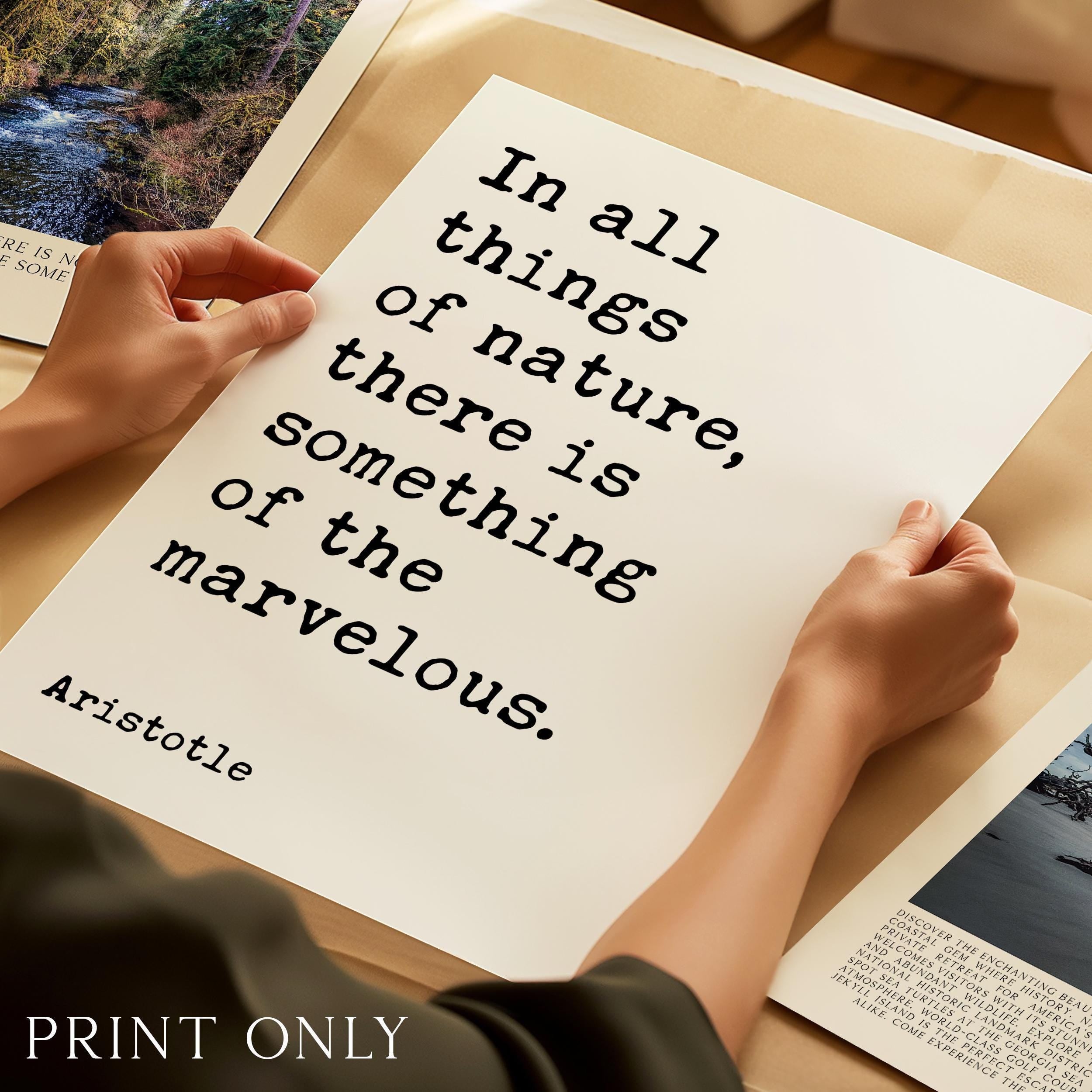 Aristotle Quote Print, In All Things Of Nature, Typography Wall Art, Philosophy Decor