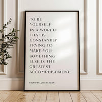 To Be Yourself Typography Print, Ralph Waldo Emerson Quote, Inspirational Wall Art