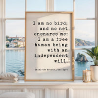 Jane Eyre Quote Print, Charlotte Brontë Art, I Am No Bird, Book Lover Gift