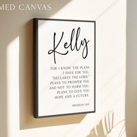 Jeremiah 29:11 Wall Art,  For I Know The Plans - Personalized Inspirational Quote