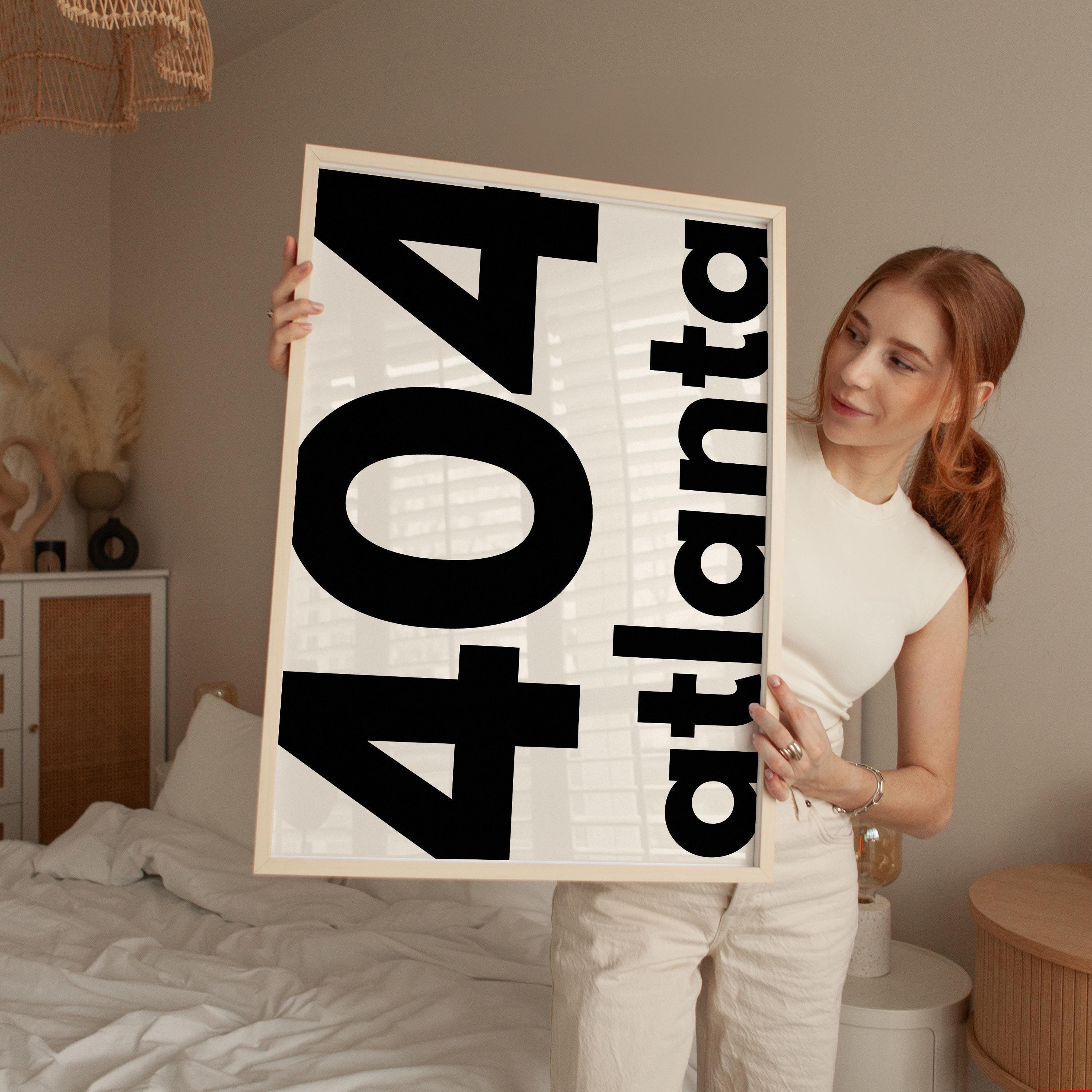 404 Atlanta Print, Area Code Wall Art, Minimalist Typography, Home Decor