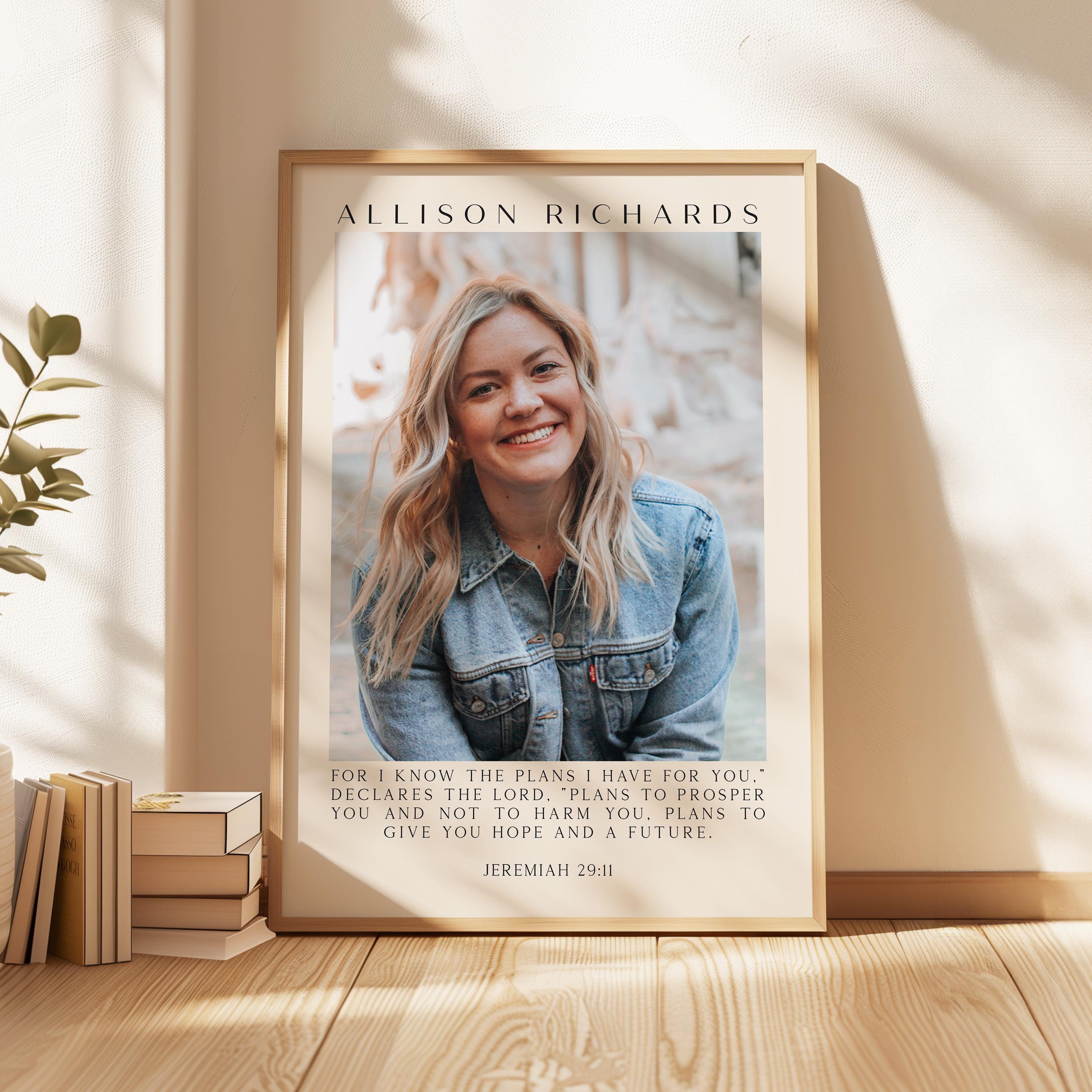 Personalized Jeremiah 29:11 Photo with Name Print, For I Know The Plans, Christian Art