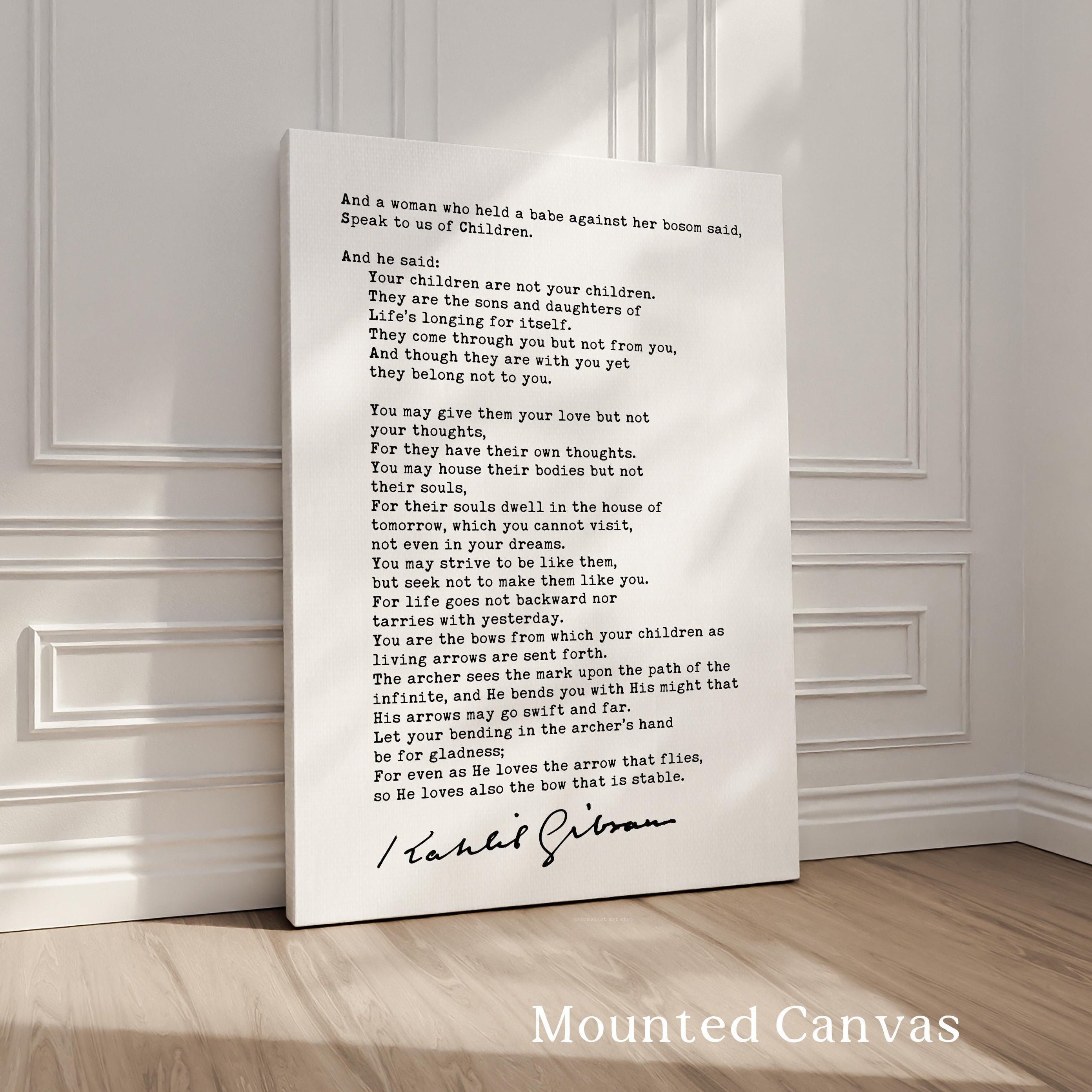 Kahlil Gibran Poem On Children Art Print, Literature Decor, The Prophet