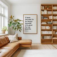 Voltaire Quote Print “I Have Decided to Be Happy” Minimalist Inspirational Wall Art