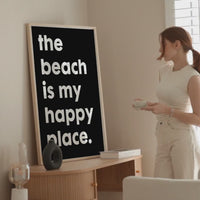 The Beach Is My Happy Place Typography Art Print,  Travel,  Adventure,  Vacation