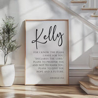 Jeremiah 29:11 Wall Art,  For I Know The Plans - Personalized Inspirational Quote