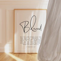 2 Timothy 4:17,  Blessed,  But the Lord stood at my side and gave me strength. Typography Art Print,  Scripture - Christian - Bible Verse