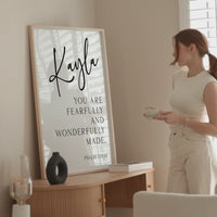 Psalm 139:14 You are fearfully and wonderfully made. Personalized with Name Typography Art Print