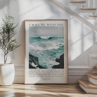 Christian Wall Art, Isaiah 43:2 Scripture Print, Winslow Homer Seascape, I Will Be With You
