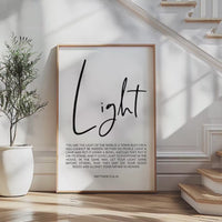 Matthew 5:14-16 Light Art Print, Christian Bible Verse Scripture