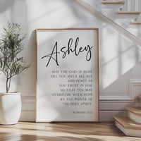 May the God of Hope,  Romans 15:13,  Personalized Typography Art Print