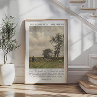 The Lord Is My Shepherd Psalm 23 Art Print,  Christian Typography Wall Art