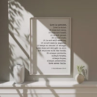 1 Corinthians 13:4-8 Art Print, Love is Patient Scripture, Wedding Anniversary Gift