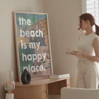 The Beach Is My Happy Place Typography Art Print with Monet,  Travel,  Adventure,  Vacation