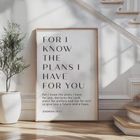 Jeremiah 29:11 Bible Verse Print, For I Know The Plans, Christian Wall Art