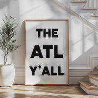 The ATL Y'all Minimalist Typography Art Print,  Atlanta, Georgia,  ATL,  History,  Culture,  White Background with Black Letters