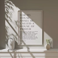 For my house shall be called a house of prayer... Typography Art Print,  Isaiah 56:7,  Faith,  Gift