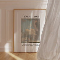 Psalm 19:1 The heavens declare the glory of God. Typography Art Print - Typography - Christian - Scripture - Cloud Study John Constable