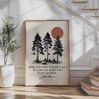 Into the Forest I Go Print, John Muir Quote, Nature Lover Typography Art, Hiking Decor
