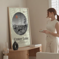 Crater Lake, Oregon,  Mid•Century Modern,  Featuring GPS Coordinates,  Typography Art Print