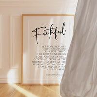 Lamentations 3:21 - Yet hope returns when I remember this one thing. Typography Art Print - Faithful - Christian - Bible Verse