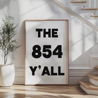 The 854 Y'all Minimalist Typography Art Print,  South Carolina Area Code,  Charleston,  Low Country,  Hilton Head,  Myrtle Beach