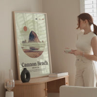 Cannon Beach, Oregon,  MidCentury Modern,  Featuring GPS Coordinates,  Typography Art Print