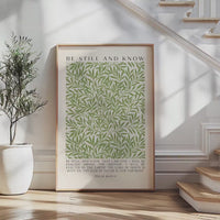 Be Still and Know Art Print,  William Morris Willow Design,  Psalm 46 Bible Verse
