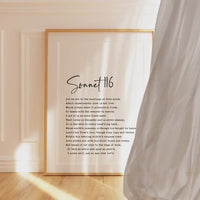 William Shakespeare Sonnet 116 Typography Art Print - Wedding Gift - Anniversary Gift - Let me not to the marriage of true minds.