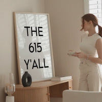 The 615 Y'all Minimalist Art Print,  Nashville, Tennessee,  Original Area Code,  TN,  History,  Culture • Nostalgia