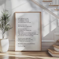 since feeling is first Poem by e.e. cummings Typography Art Print (1926)