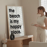 The Beach Is My Happy Place Typography Art Print,  Travel,  Adventure,  Vacation
