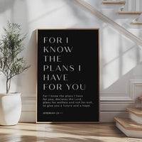 Jeremiah 29:11 Bible Verse Print, For I Know The Plans, Christian Wall Art