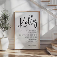Commit to the Lord,  Proverbs 16:3,  Personalized Typography Art Print