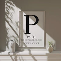 Paris, France with GPS Coordinates Minimalist Typography Art Print,  Île•de-France,  Travel,  Adventure