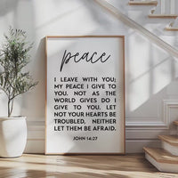 Christian Wall Art, Peace I Leave With You Print, John 14:27, Wall Decor