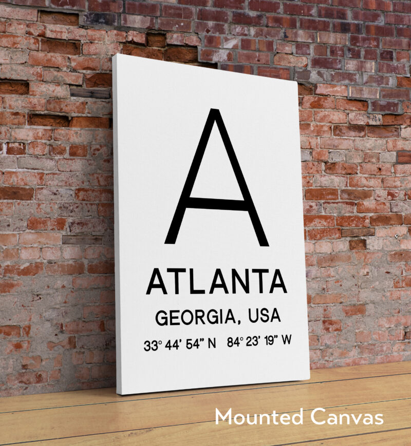 Atlanta Georgia with GPS Coordinates Typography Art Print