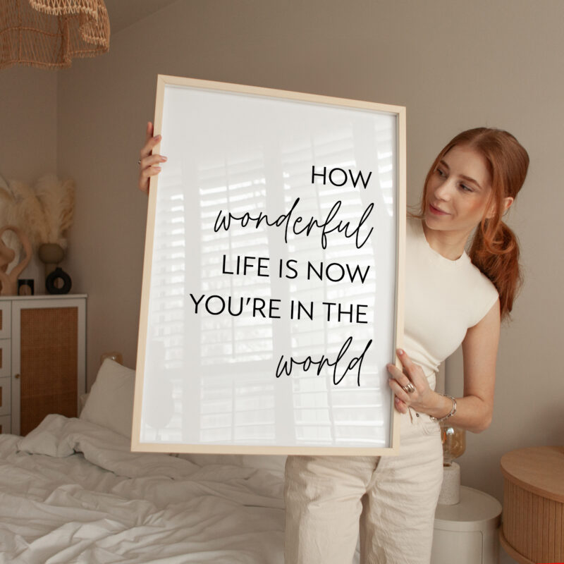 How Wonderful Life Is Now You're In The World Typography Art Print