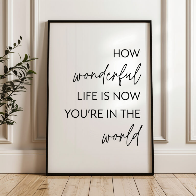 How Wonderful Life Is Now You're In The World Typography Art Print