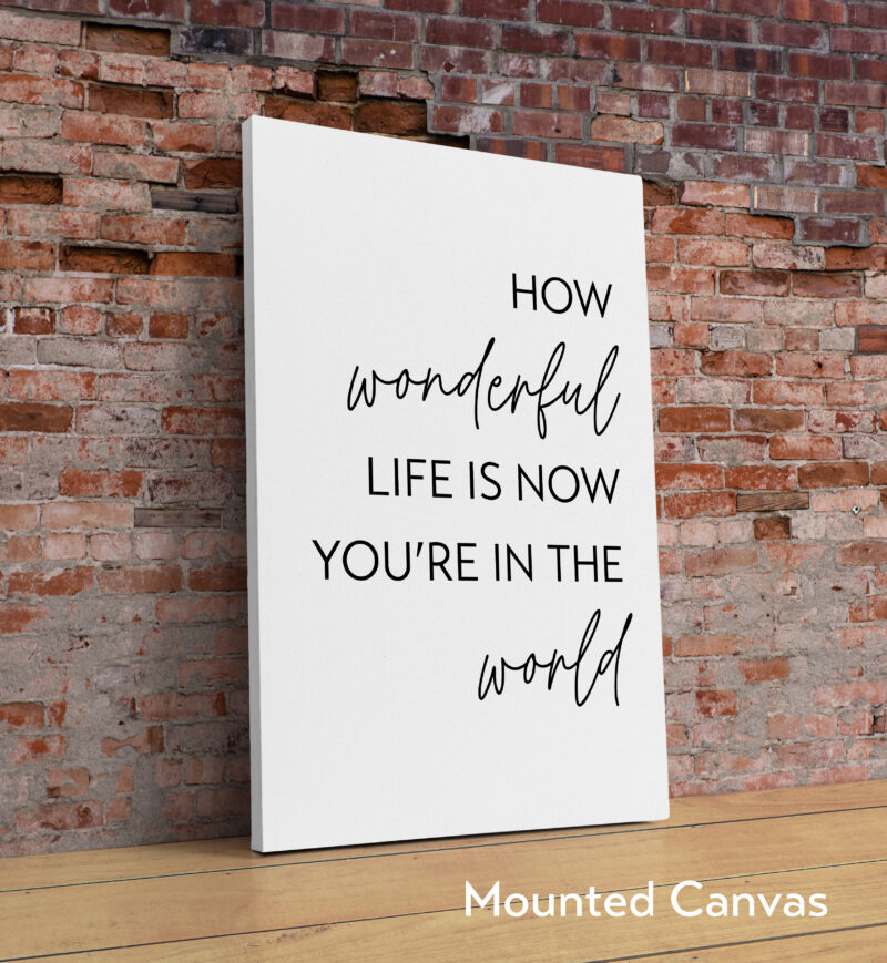 How Wonderful Life Is Now You're In The World Typography Art Print