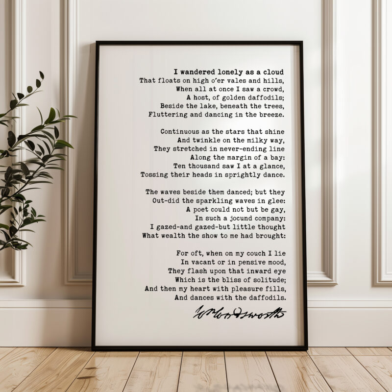 I Wandered Lonely as a Cloud Poem • William Wordsworth Daffodils Poetry • Typography Art Print - Image 4