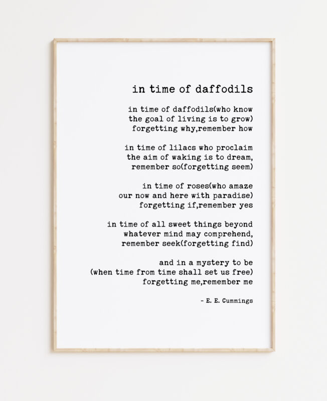 in time of daffodils ― E.E. Cummings Typography Art Print