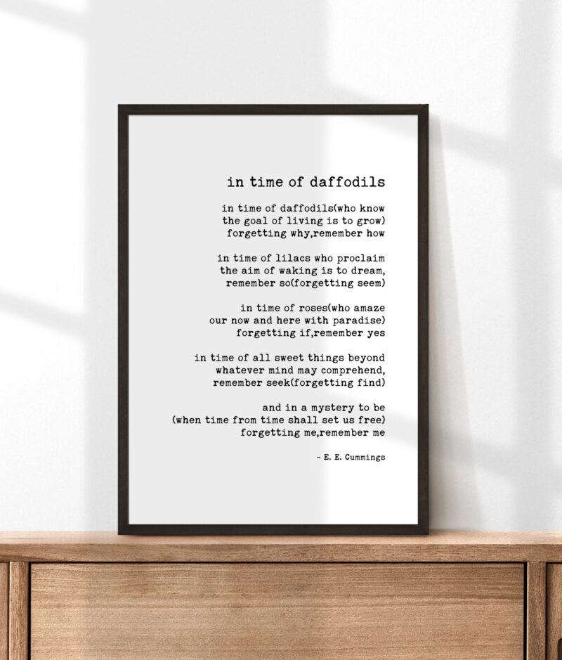 in time of daffodils ― E.E. Cummings Typography Art Print - Image 4