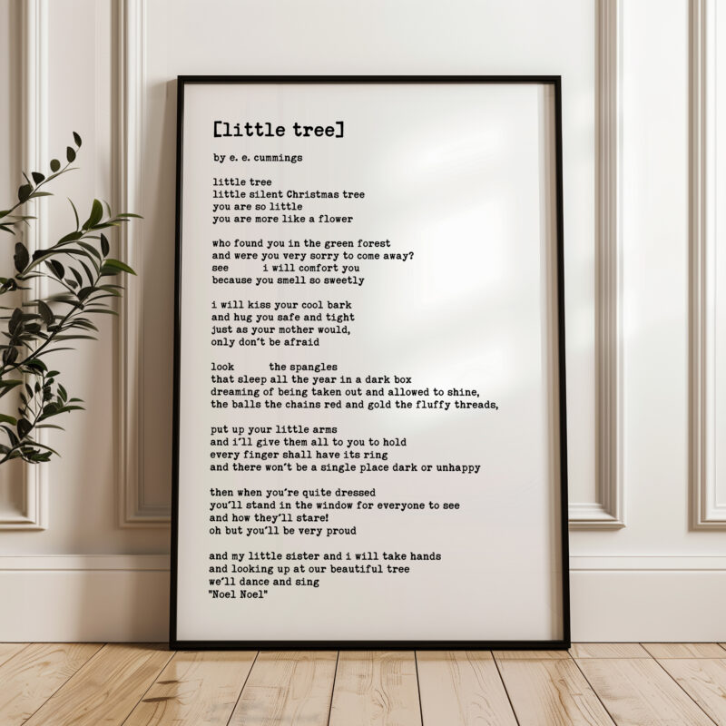 little tree by E.E. Cummings Poem Typography Art Print